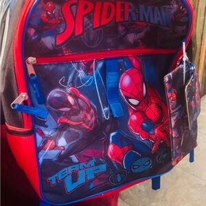 Marvel Spider-Man Red and Blue Backpack with Pouch